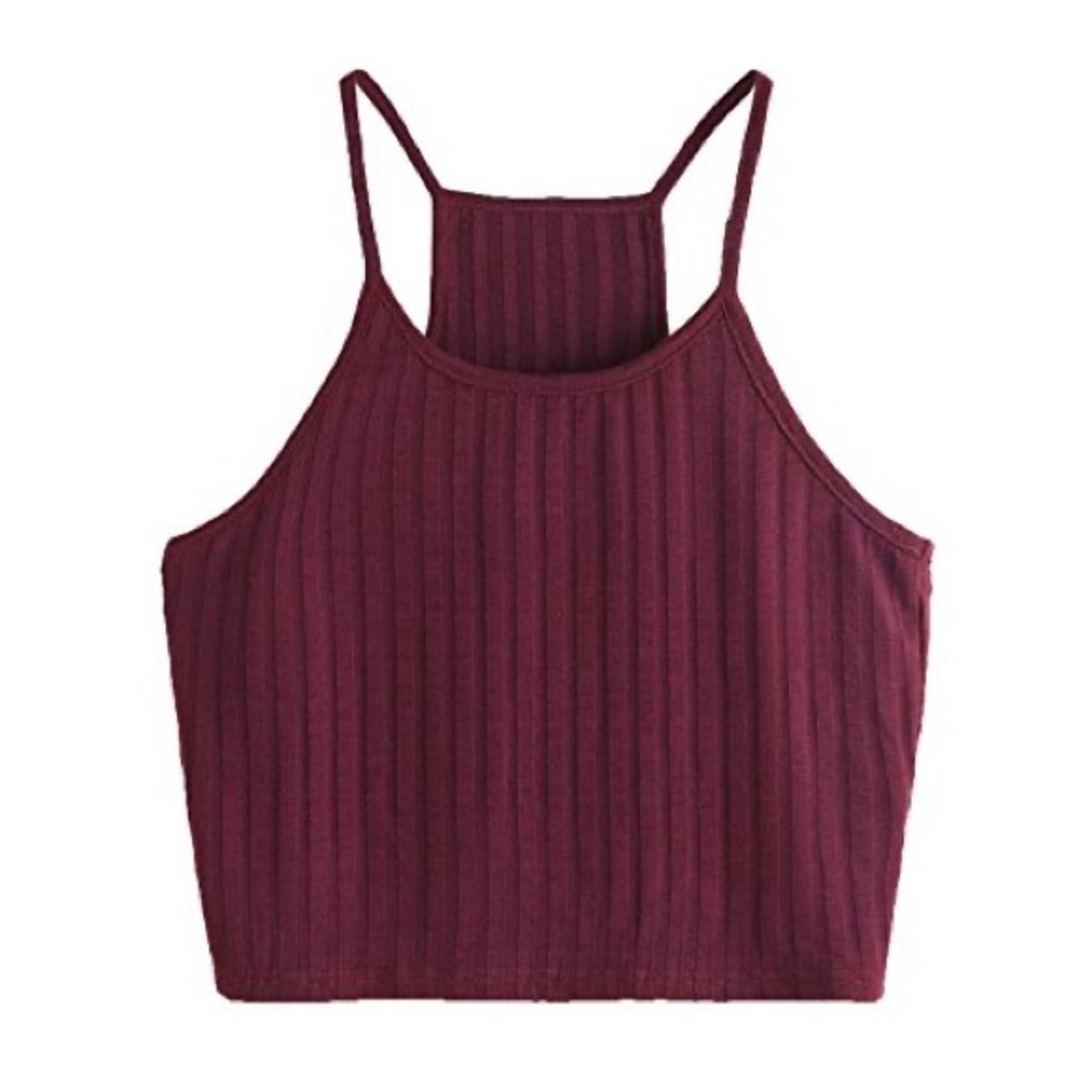 Summer Basic Strappy Sleeveless Racerback Crop Top